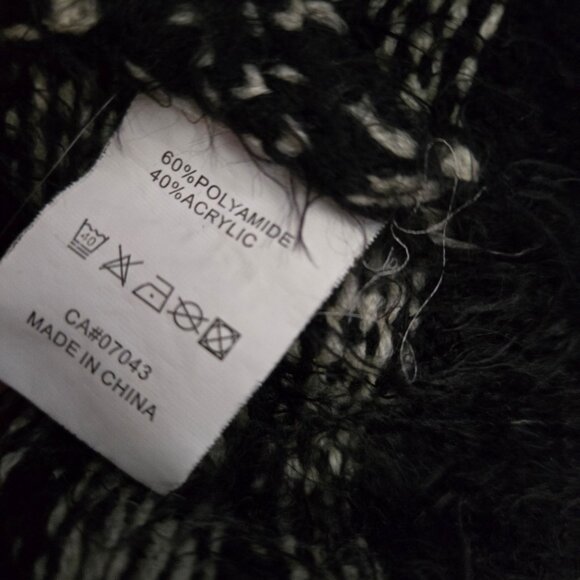 Y2K Katsumi Mini Sweater Dress size S Black White Fluffy Fuzzy Knit Fair Isle - Picture 9 of 9